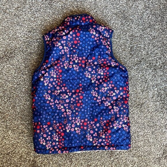 Buffalo David Bitton Reversible Vest Youth Size 14/16 L Blue Ditsy Floral Sherpa - Picture 3 of 11